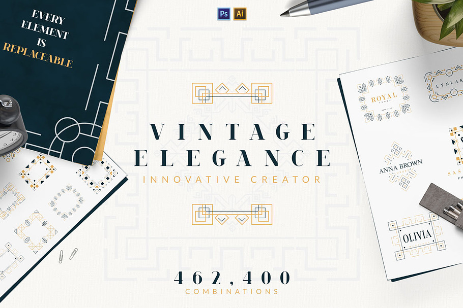 Vintage Elegance Creator -50% in Logo Templates - product preview 8