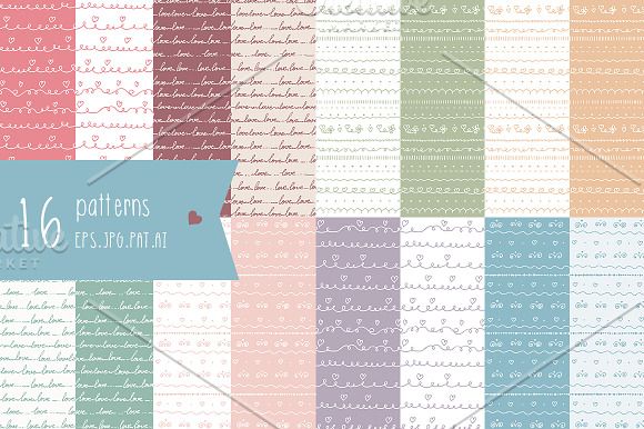 Hand drawn patterns. Love theme in Patterns - product preview 1