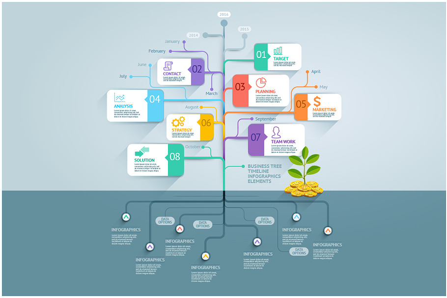 Business Tree Timeline Infographics. in Presentation Templates - product preview 8