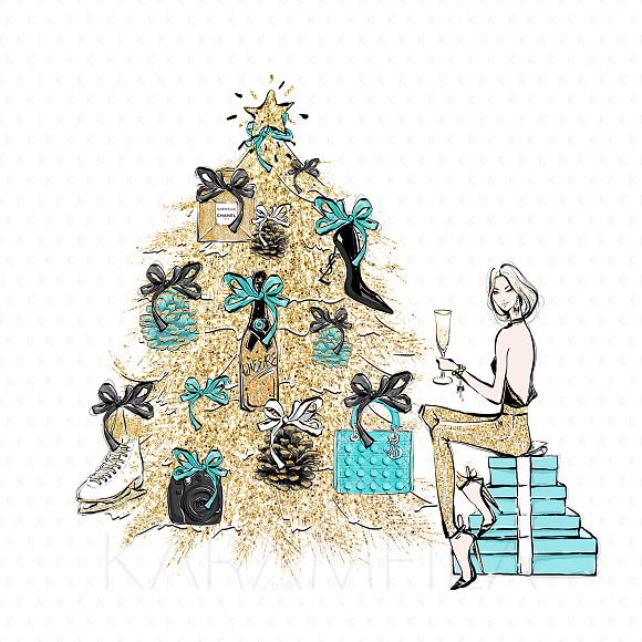 Christmas Shopping Clipart in Illustrations - product preview 4