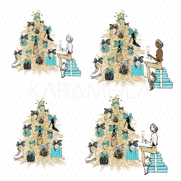 Christmas Shopping Clipart in Illustrations - product preview 5