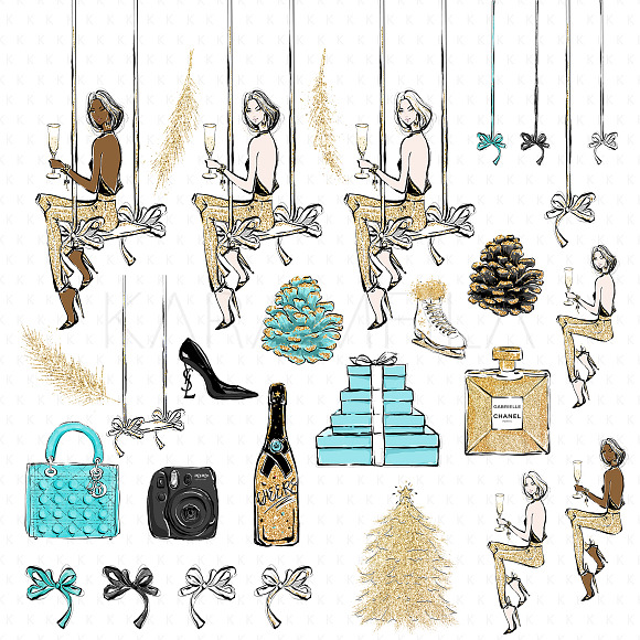 Christmas Shopping Clipart in Illustrations - product preview 6