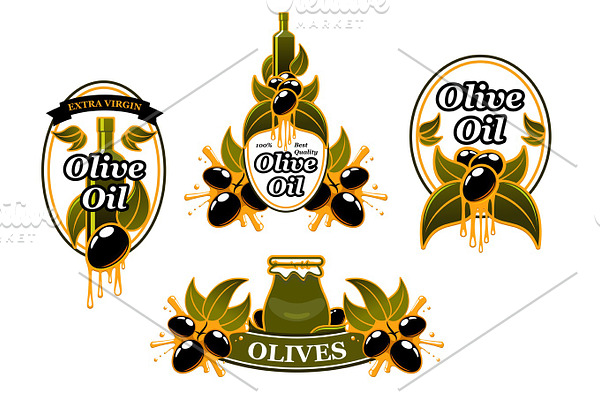 Vector icon of olives for organic olive oil