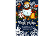 Christmas New Year holidays vector greeting card