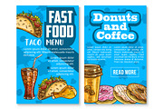 Fast food snacks and meals menu sketch poster
