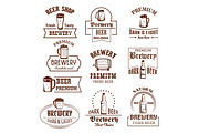 Vector icons set for beer brewery pub bar or shop