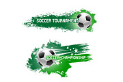 Vector soccer tournament of flying football ball