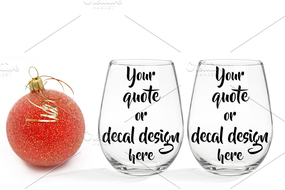 Christmas styled wine glass mockup