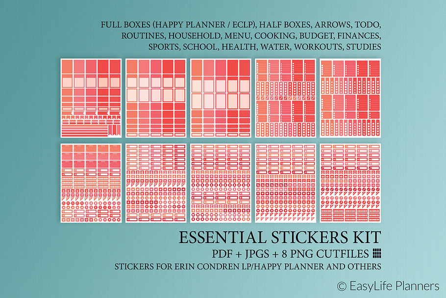 Printable Planner Stickers RED ECLP
