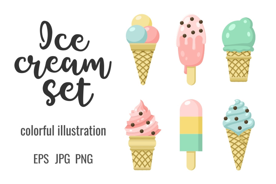 Icon set of yummy colored ice cream in Illustrations - product preview 8