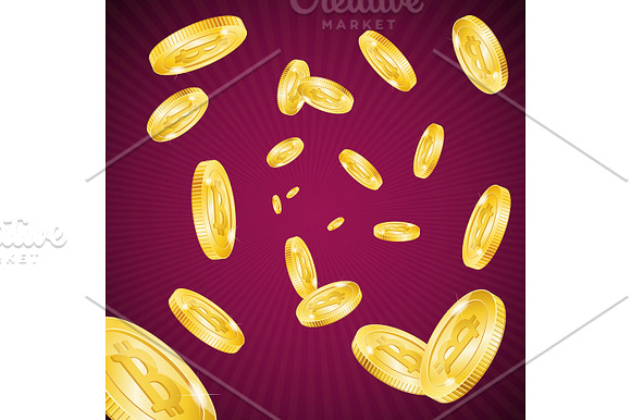 Golden Bitcoins Rain in Illustrations - product preview 1