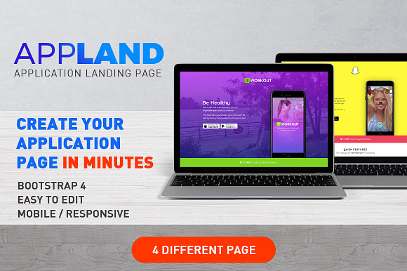 Mobile Application Landing Page in Landing Page Templates - product preview 4