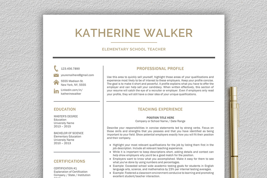 Resume Template / CV Teacher