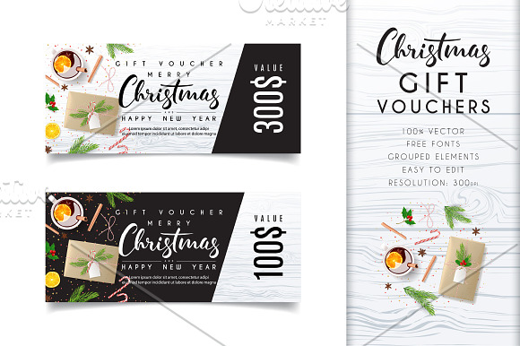 Christmas Gift Vouchers in Card Templates - product preview 1