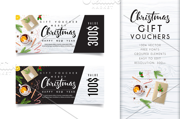 Christmas Gift Vouchers in Card Templates - product preview 2