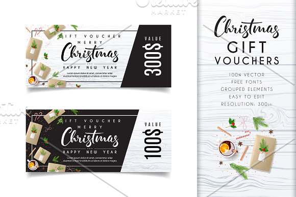 Christmas Gift Vouchers in Card Templates - product preview 3