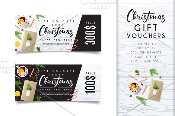 Christmas Gift Vouchers in Card Templates - product preview 5