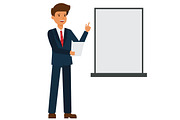 businessman is making presentation cartoon flat vector illustration concept on isolated white background