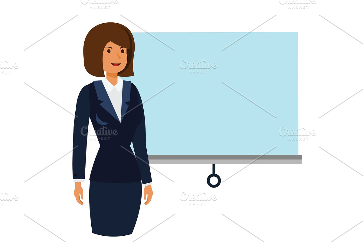 businesswoman at business conference cartoon flat vector illustration concept on isolated white background in Illustrations - product preview 8