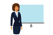 businesswoman at business conference cartoon flat vector illustration concept on isolated white background