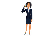 businesswoman calling by mobile phone cartoon flat vector illustration concept on isolated white background