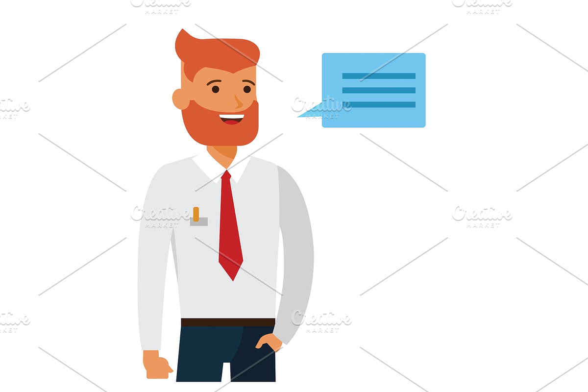 Handsome businessman entrepreneur in white shirt cartoon flat vector illustration concept on isolated white background in Illustrations - product preview 8