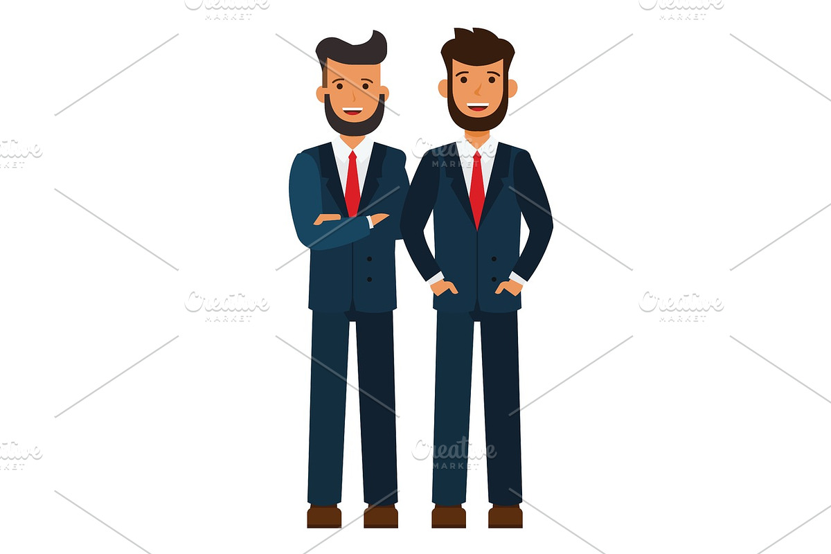 male business team, bearded businessmen cartoon flat vector illustration concept on isolated white background in Illustrations - product preview 8