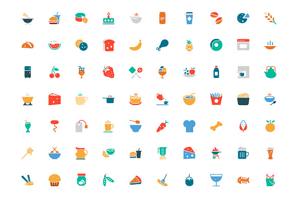 450+ Food Colored Icons in Graphics - product preview 1