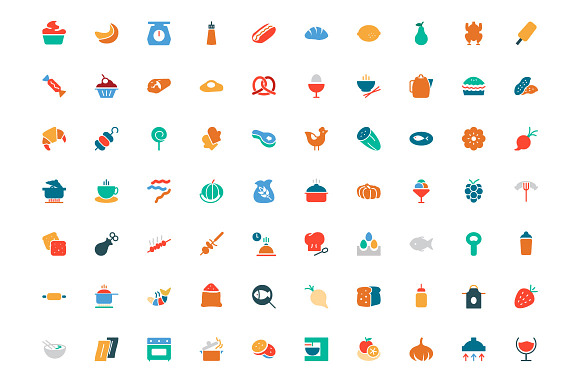 450+ Food Colored Icons in Graphics - product preview 2