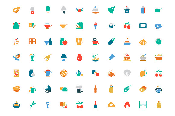450+ Food Colored Icons in Graphics - product preview 3