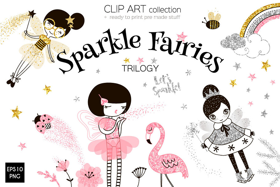 Sparkle Fairies clip art set