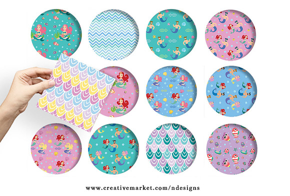 Mermaid Tileable Pattern in Patterns - product preview 1