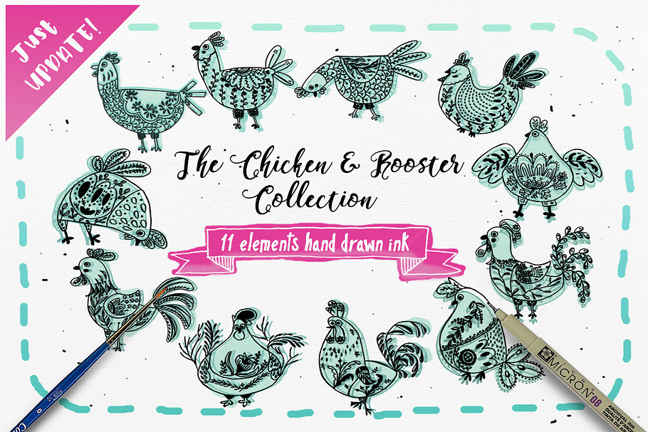 The Chicken & Rooster Collection in Illustrations - product preview 8