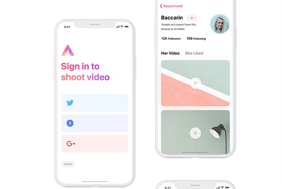 iPhone X Video APP Mockup(Full) in UI Kits and Libraries - product preview 5