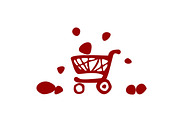 supermarket trolley, icon, vector illustration