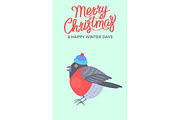Merry Christmas Bullfinch Vector Illustration