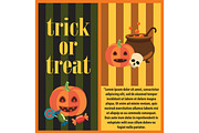Trick or Treat Halloween Card Vector Illustration