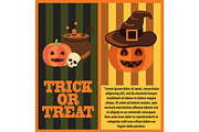 Trick or Treat Poster and Text Vector Illustration
