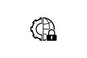 Global Security Icon. Flat Design.