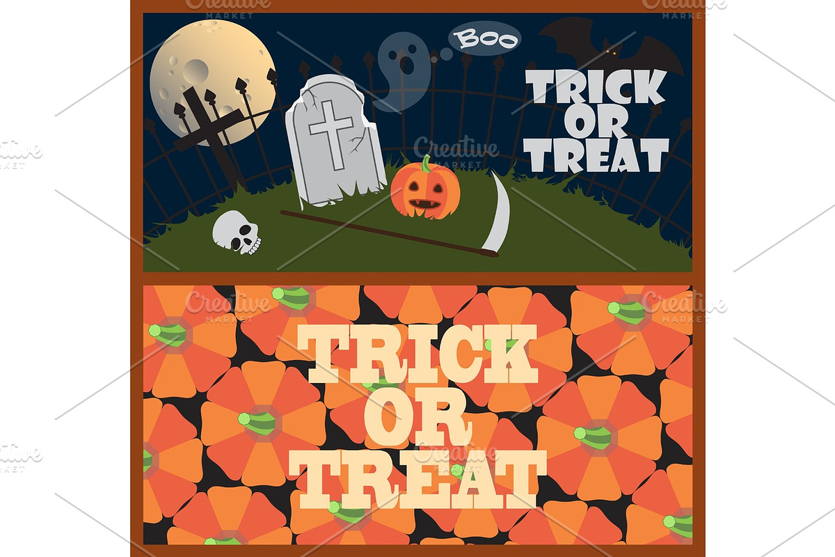 Trick or Treat Posters with Cemetery and Pumpkins in Objects - product preview 8