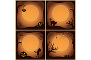Halloween Posters Collection Vector Illustration