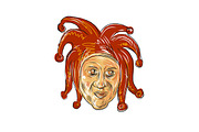 Court Jester Head Drawing