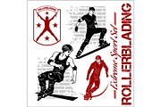 rollerblading - emblem Illustration roller on light background