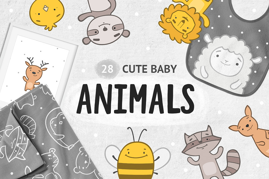 Cute baby animals clipart in Illustrations - product preview 8
