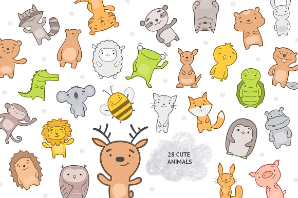 Cute baby animals clipart in Illustrations - product preview 1