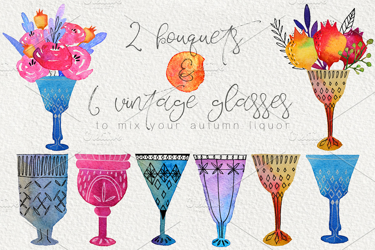 Autumn liquor. Watercolor set in Illustrations - product preview 8