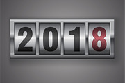 New year mechanical counter showing 2018