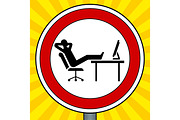 Road sign lazy people pop art vector