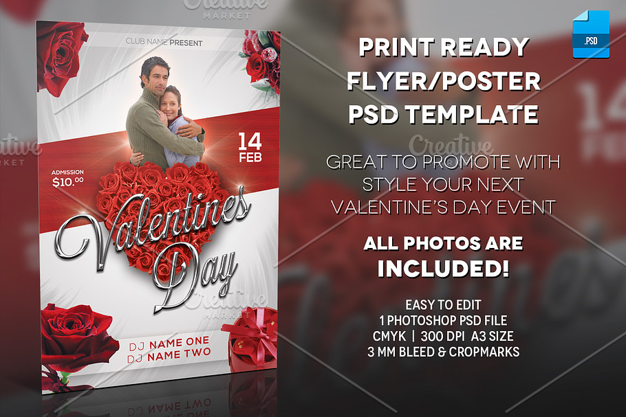 Valentine Day Poster Print Template