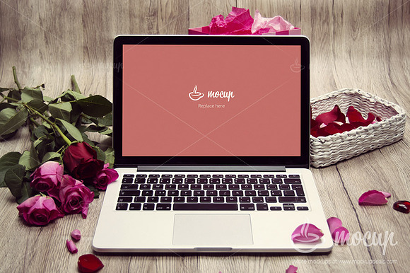 MacBook PSD Mockup Valentine in Mobile & Web Mockups - product preview 1